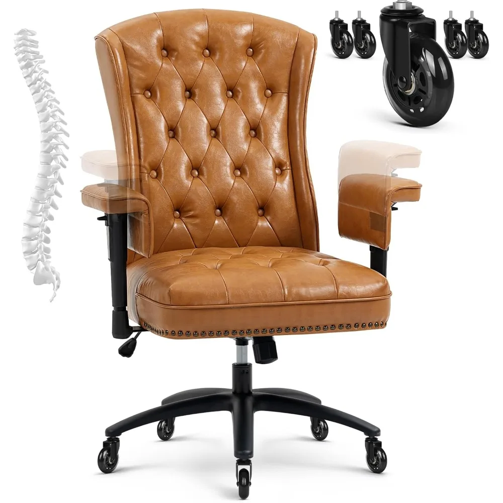 

Ergonomic Executive Office Chair with Height-Adjustable, Home Office Desk Chairs PU Leather Swivel Work Chair