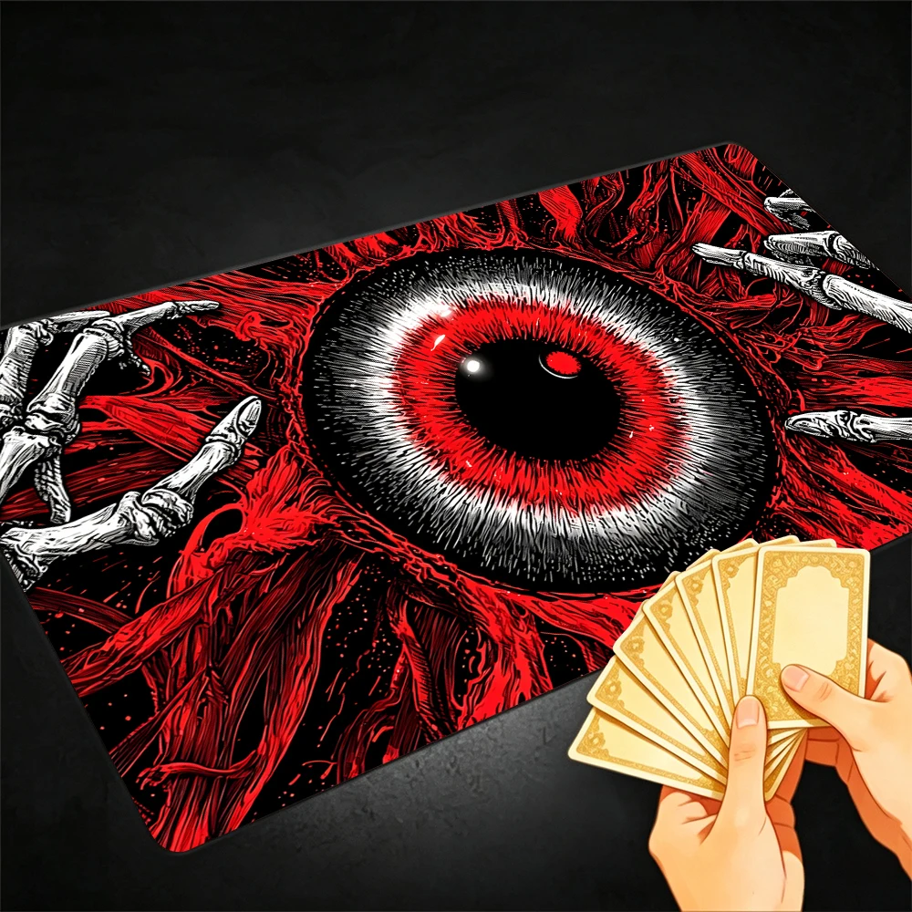 Red Demon Eye TCG Playmat Magic Playmat Gathering Gaming Mat with Stitched Edge Anti-slip base 60X35cm Trading Card Game
