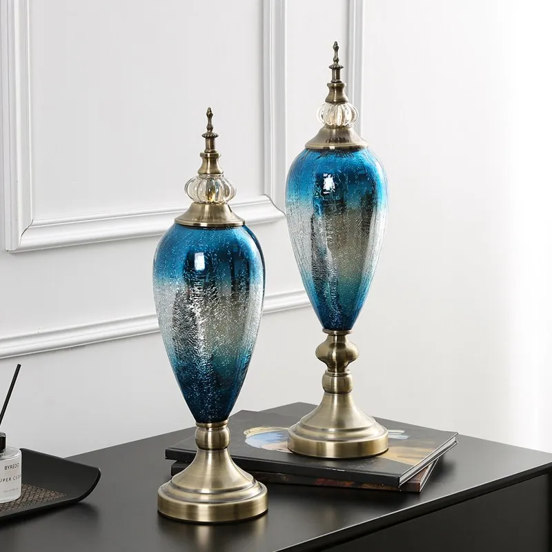 European glass ornament light luxury soft decoration model room living room TV cabinet entrance wine cabinet neoclassical