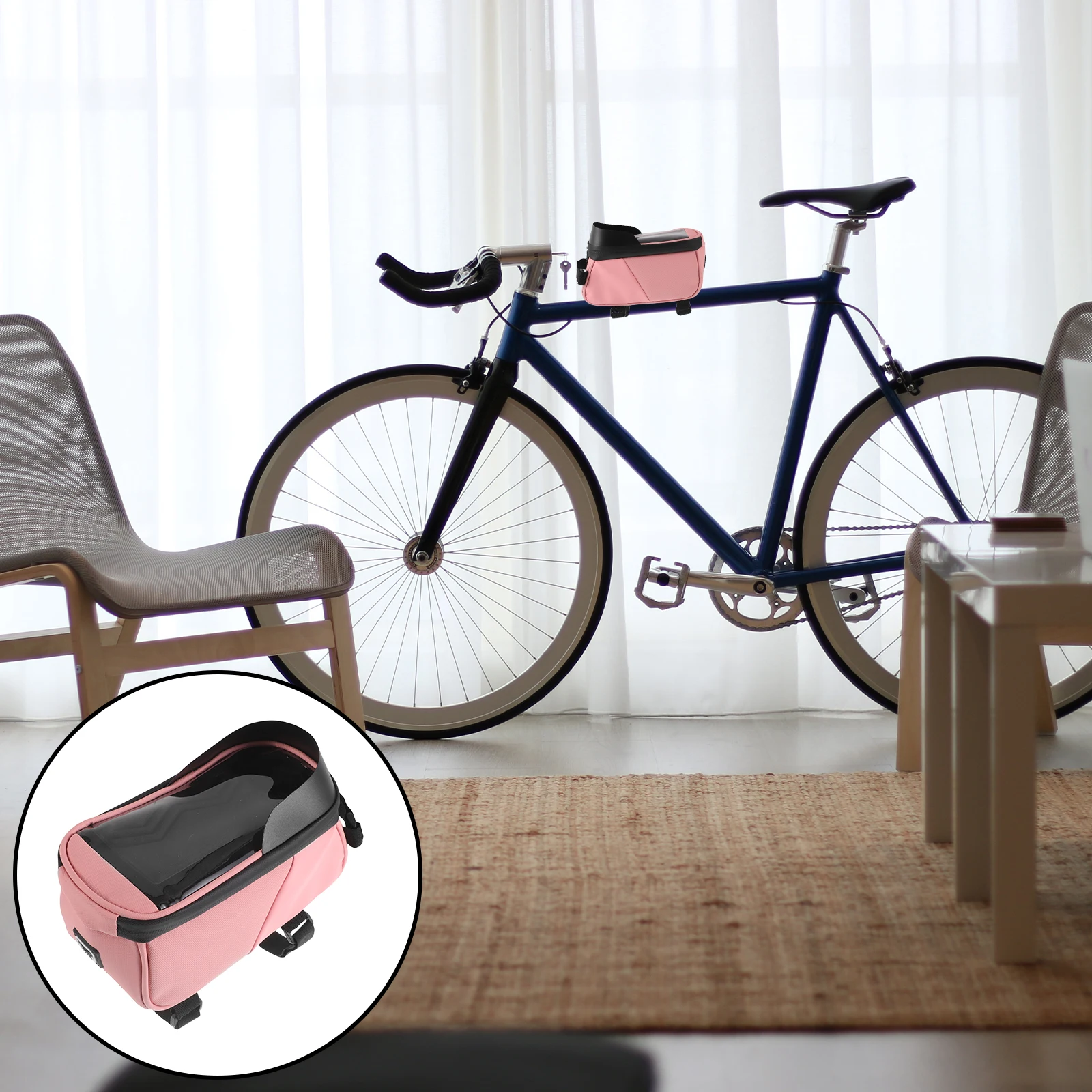 

Waterproof Bike Phone Mount Bag Multifunctional Top Tube Bicycle Case Compatible Under 6.5 Inch Front Frame Saddle Mounting