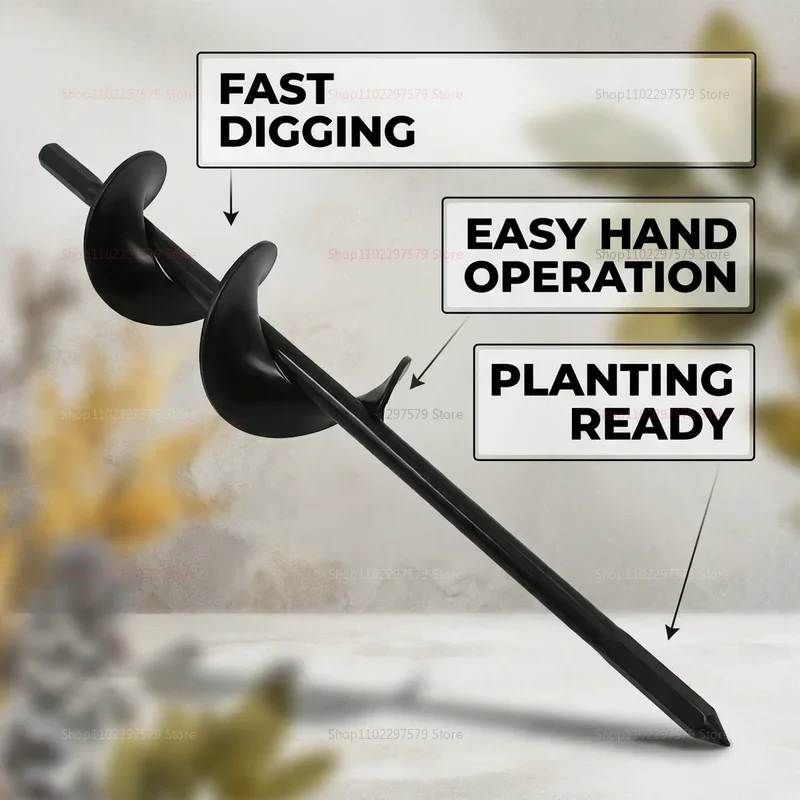 Garden Auger Spiral Drill Bit for Flower Planting Earth Digger Tool Loosen Soil Gardening Equipment for Landscaping and Farming
