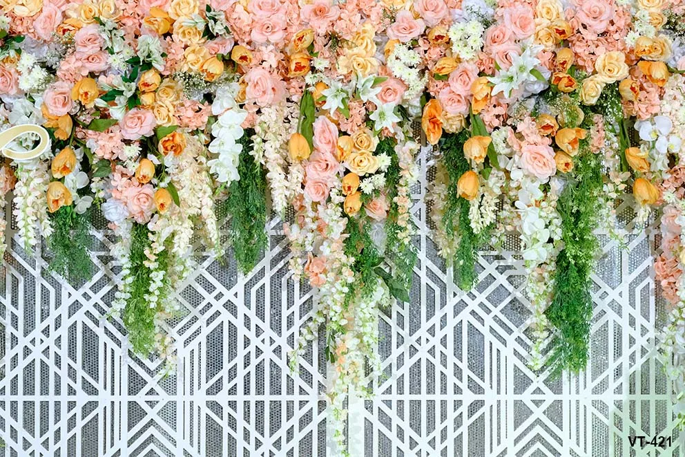 Curtain Flowers Photography Backgrounds Marriage Wedding Bridal Shower Engagement Party Backdrop Photocall Birthday Studio Photo