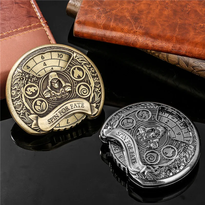 Portable Rogue Pattern Metal Dice Roller Fingertip Gyro Spinner 7-in-1 Dice Turnable Compass for Role Play Gaming Wedding Set