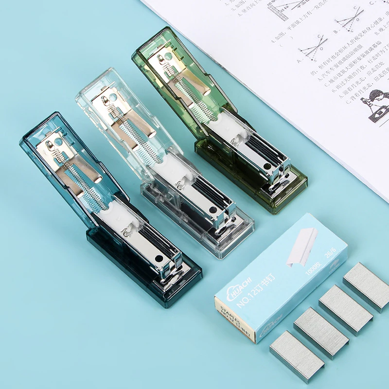 Transparent Mini Stapler Set Office Simple Stapler Student Stationery Data Arrangement Stapler Wholesale