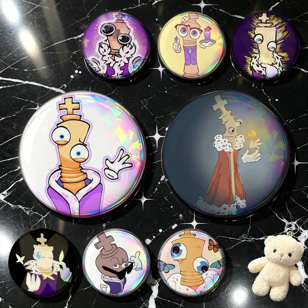 For Chess King K-Kinger  Enamel Pin Tinplate Round Brooch Cosplay Nijigen Otaku Culture Badge 25mm 32mm 44mm 58mm