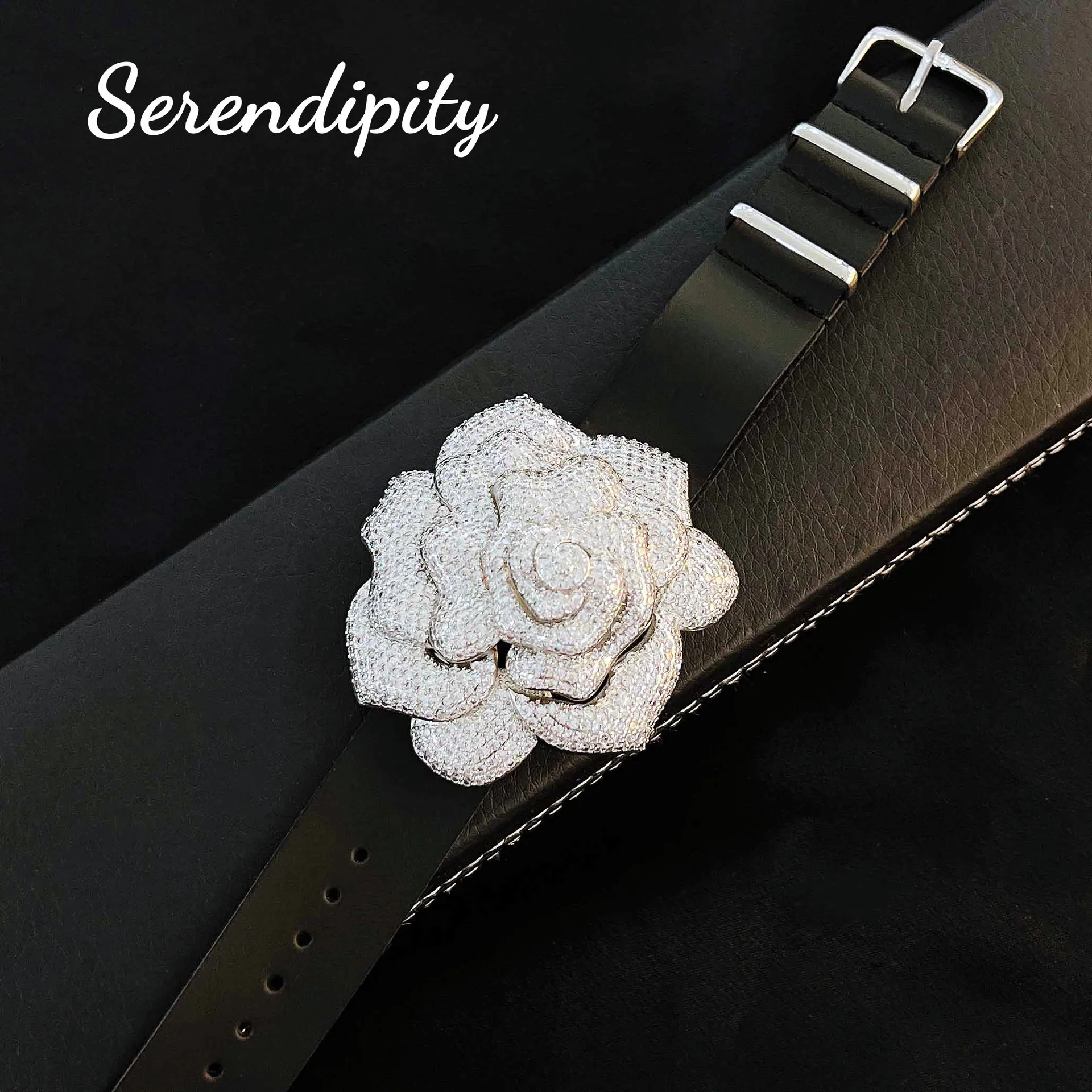 Foydjew Luxury Designer Jewelry Countess Camellia Rose Flowers Pendant Choker Necklaces Collar Leather Wristband Rope Bracelets