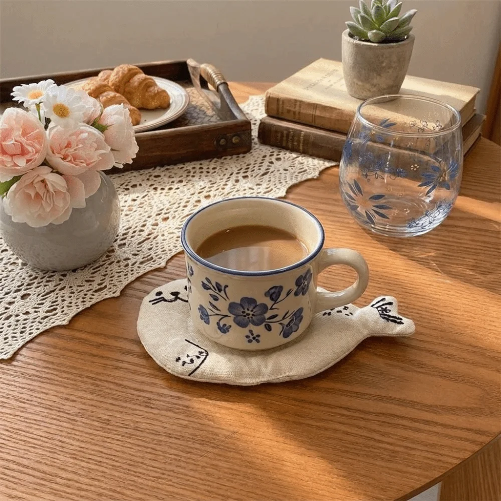 Pot Mats Cute Cartoon Animal Fabric Coaster Panda Soft Cat Cup Mat Washable Delicate Anti Scald Pad Dining Table