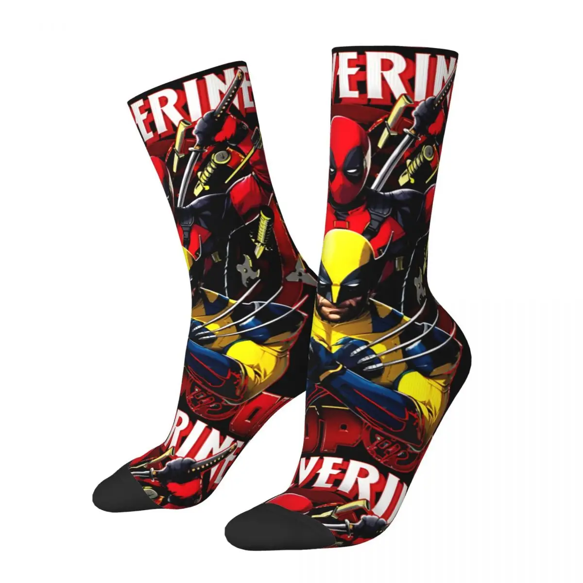 Funny Crazy Sock for Men Popular Movies Hip Hop Vintage Deadpool & Wolverine Happy Quality Pattern Printed Boys Crew compression