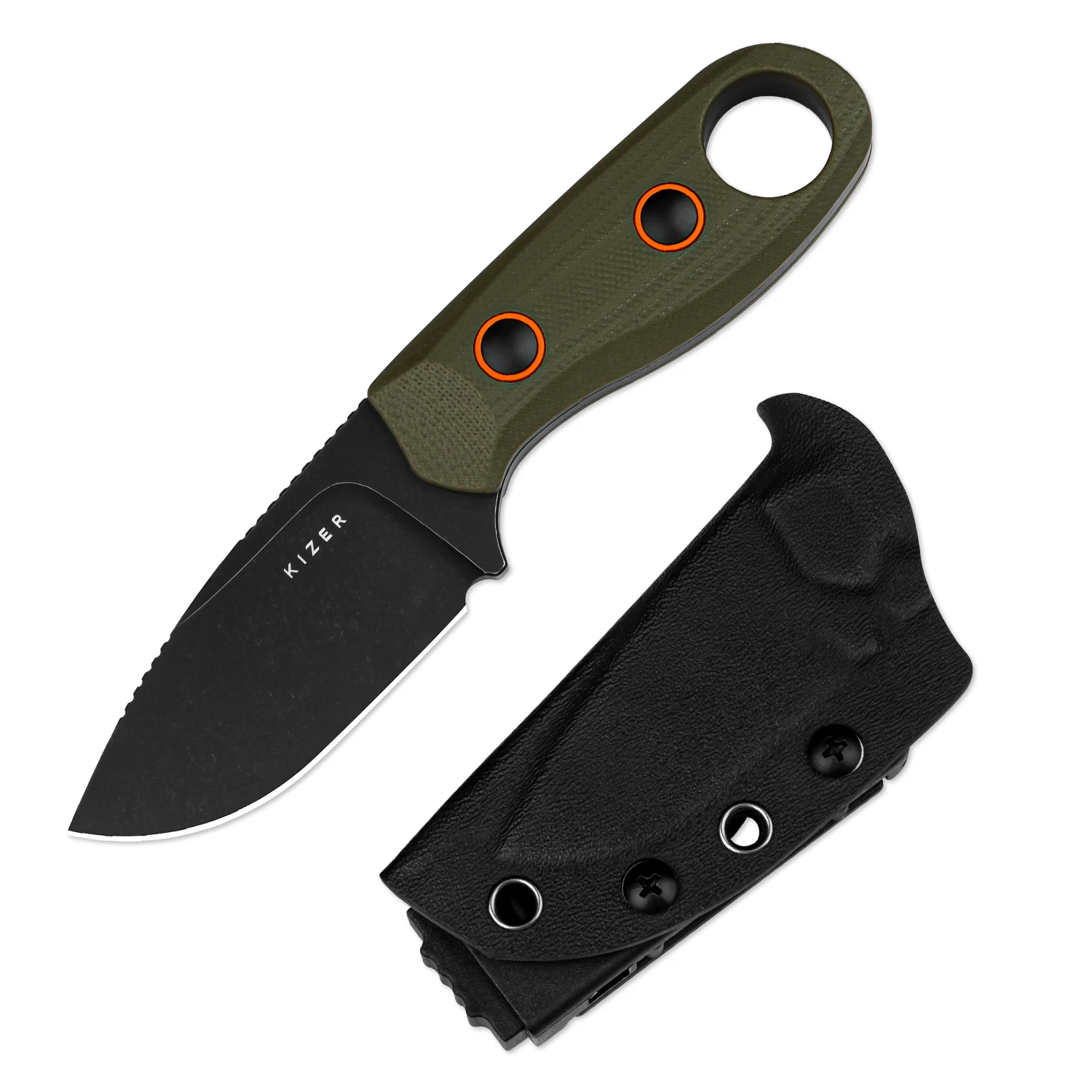 Kizer Fixed Blade Knife Beaver 1078A1/1078A2 D2/Nitro-V Steel Blade with G10/Micarta Handle Fixed Knife