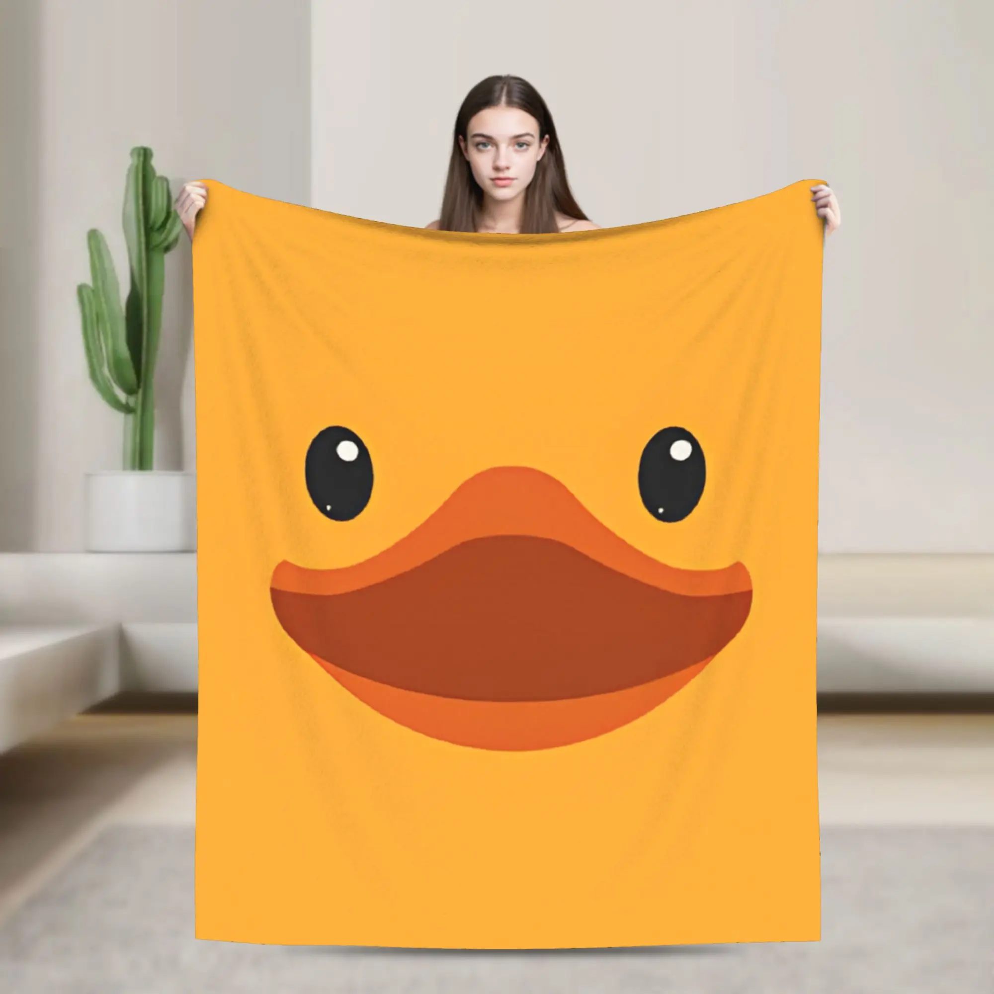 Yellow Duck Knitted Blanket Cute Ducky Plush Throw Blankets Airplane Travel Decoration Soft Warm Bedspread