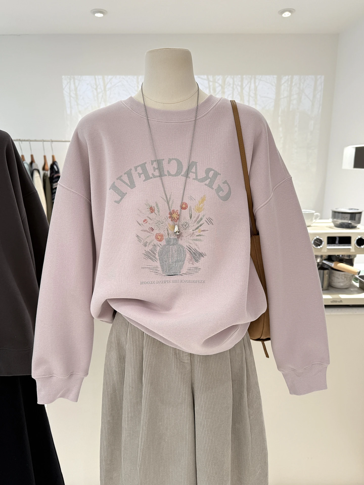 

Корейская молодежная толстовка с круглым вырезом и принтом, весенне-осенняя, свободного кроя, с длинными рукавами, в стиле Lazy Fashion Trend