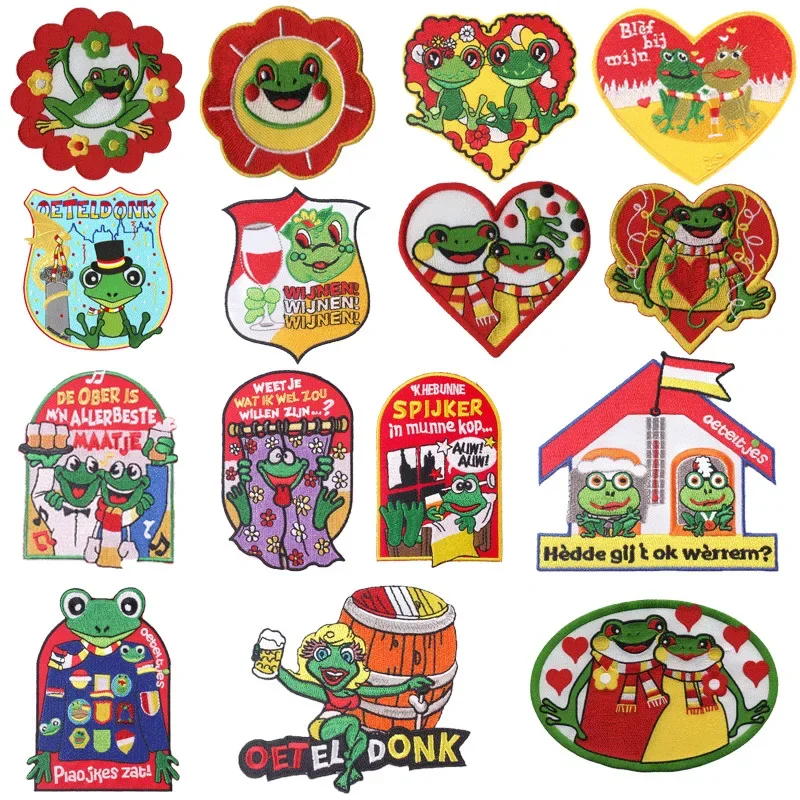 50Pcs Bulk Embroidered Patch Iron On Patches for Clothing Frog Clothes Stickers Sewing Thermal Adhesive Applique Fusible