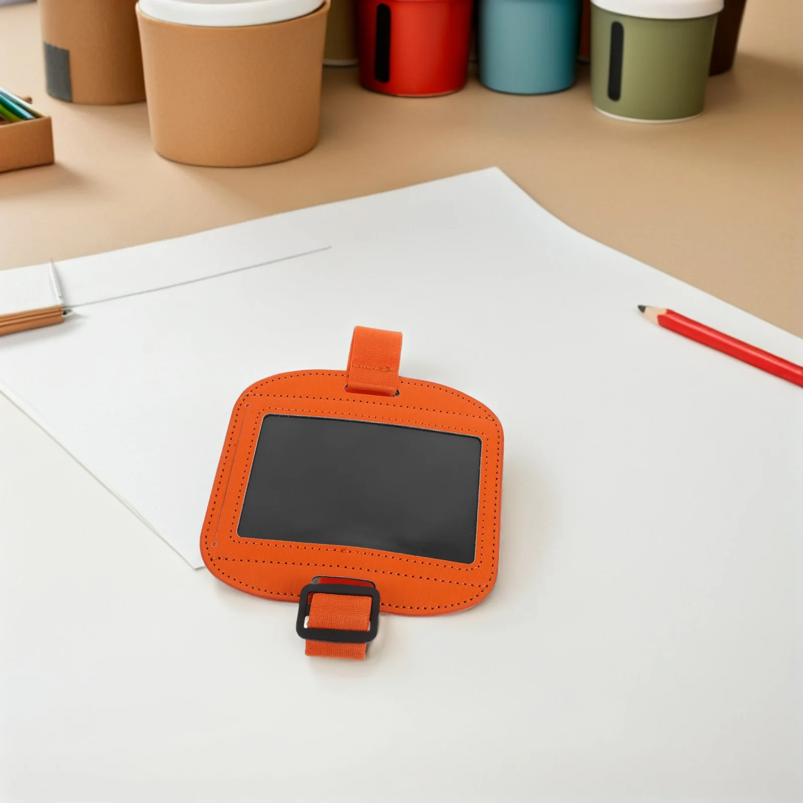 1pcs Arm Badge Holder Horizontal Id Card Sleeve Armband Case For Nurses Security Orange Waterproof Quick Access Work