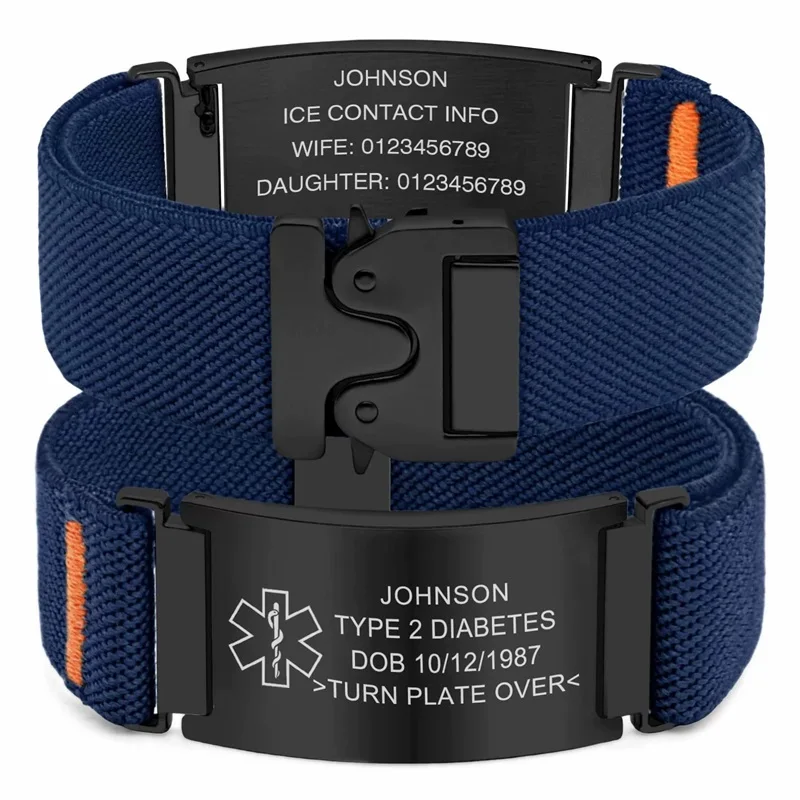 Personalisiertes Nylon-Medizinarmband mit Lasergraviertem Medizinischem Notfall-ID-Tag und Sicherer Fallschirmschnalle – Detail 10