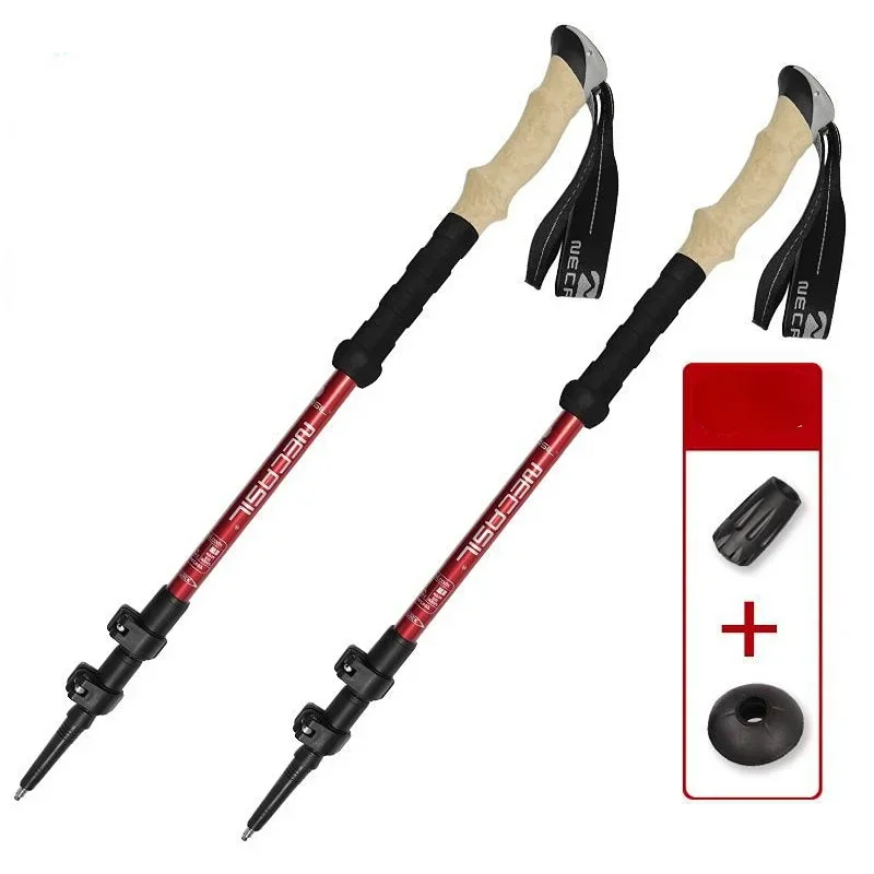 2PCS Trekkingstokken Wandelstokken Alpenstock Telescopisch Ultralicht Premium Verstelbaar met Quick Lock Wandelstok