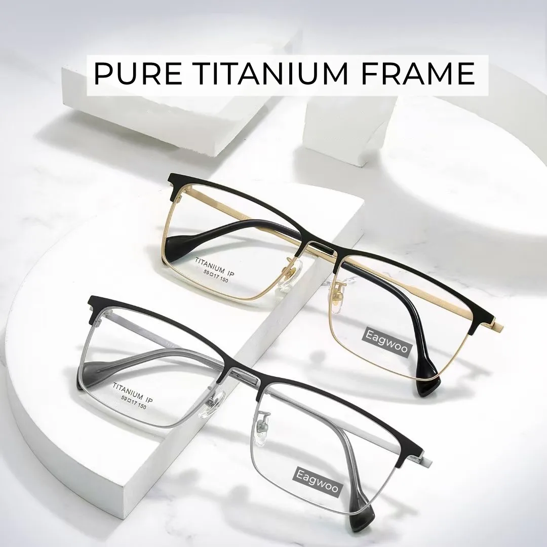 Pure Titanium Eyeglasses Designed Optical Frame Prescription Spectacle Full Rim Glasses Wide 59mm Long Temple 150mm