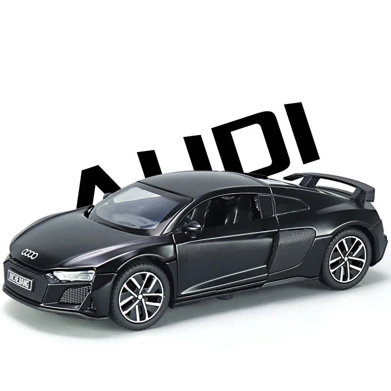 Simulation 1/32 Audi R8 Alloy Car Model With Sound Light Collective Miniature Voiture Diecast Toy Vehicle Boy Gift Birthday