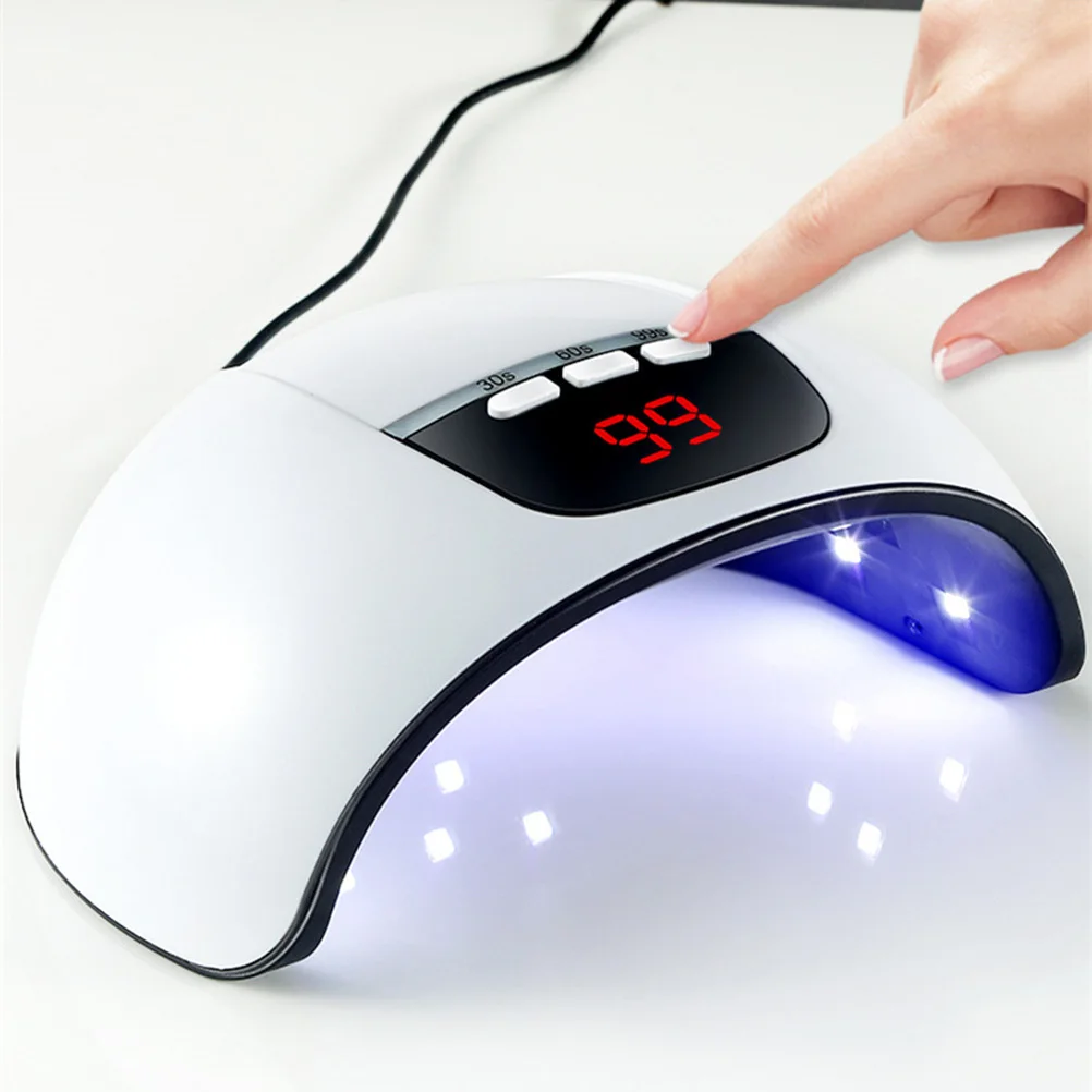 54w uv led lâmpada do prego profissional cura gel secador sensor automático 3 configurações de temporizador display led para salão de beleza uso doméstico branco