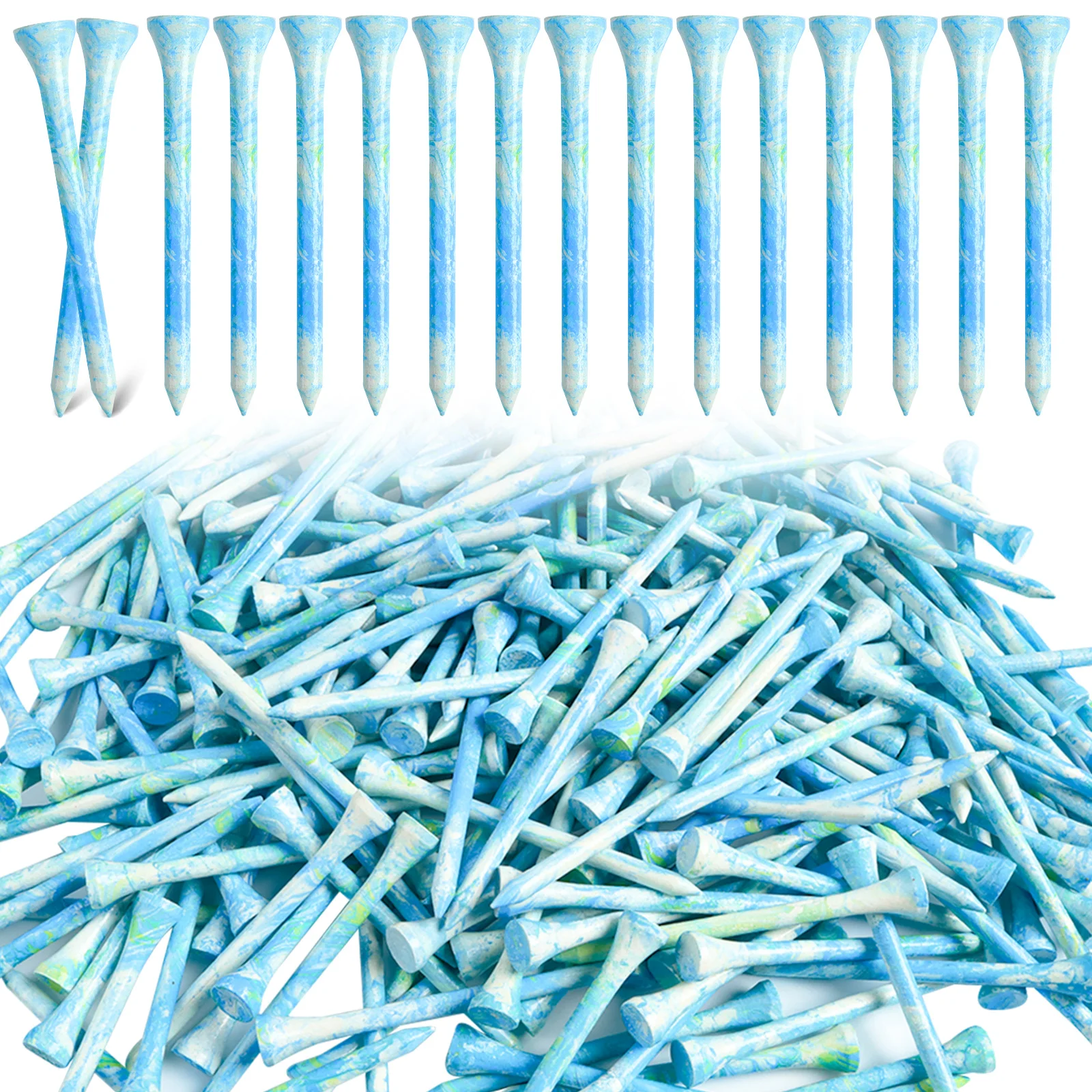 Golf Tees Stijlvolle bamboe houten gekleurde geschilderde tees, 50 stuks, duurzaam 3 1/4 2 3/4 lange en korte tees, coole stijl voor golfers