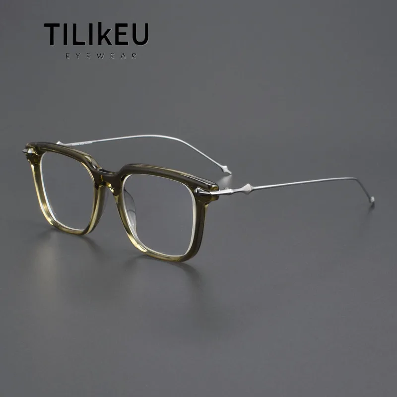 2026 Fashion Korean Acetate Titanium Optical Glasses Frame Men Classic Leak-Side Clear Lens Prescription Eyeglasses Frame Women