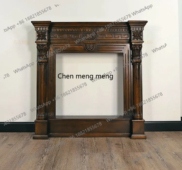 American country solid wood retro old classic home decoration fireplace Nordic nostalgic club B & B carved black
