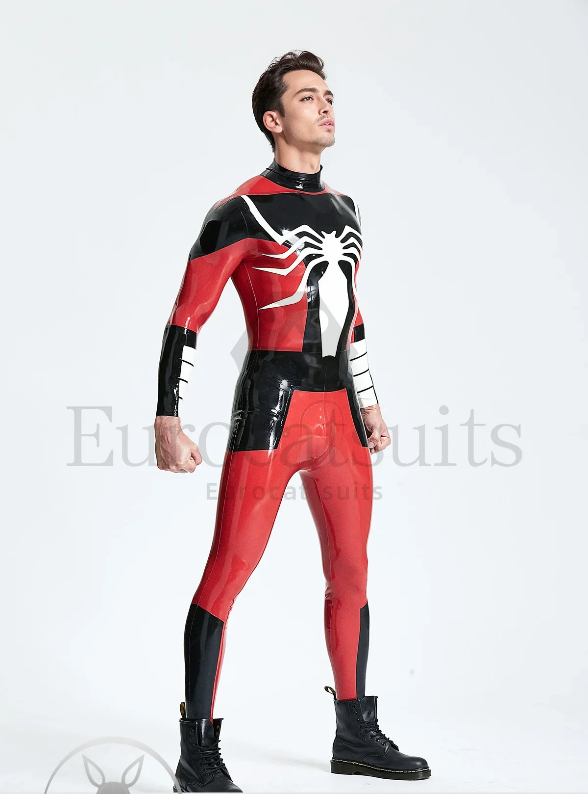 latex catsuits men eurocat suits  latex zentai  rubber fetish customised  clubwear Male 'Arachnid' Back Zip Catsuit