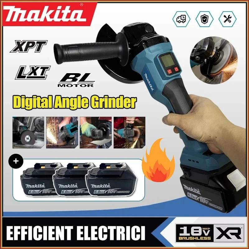 

Беспроводная угловая шлифовальная машина Makita с цифровым дисплеем, электрическая полировальная и шлифовальная машина для DIY, работает от аккумулятора 18В.