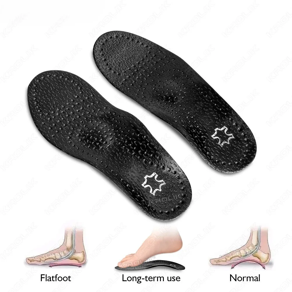 Insole For Shoes Leather Orthotic Insoles For Flat Feet High Arch Support & Orthopedic Shoes Sole O/X Leg Corrected Insert