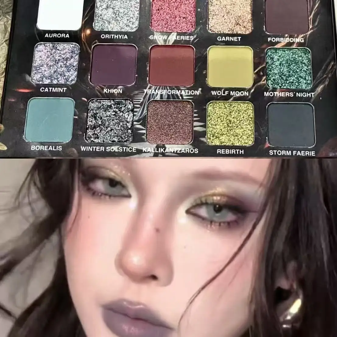 15色アイシャドウパレット ゴシックスタイル スモーキーコスメティック パープルカメレオン シマーグリッター 多機能アイシャドウパレット