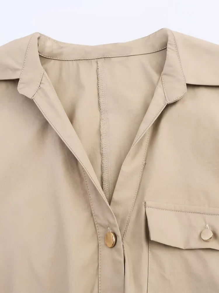 European and American style autumn new fashion trend women's clothing lace-up long-sleeved design sense safari shirt