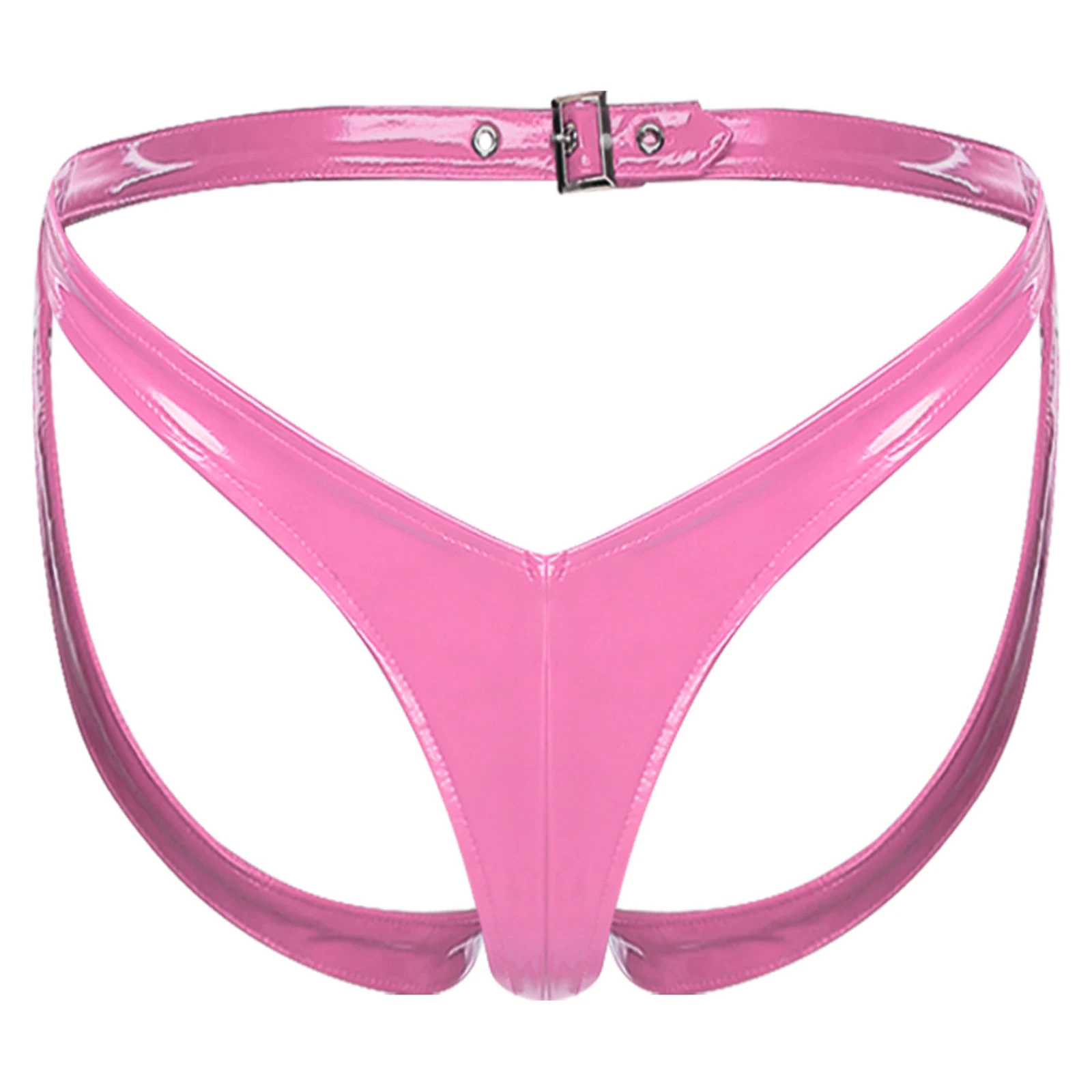 

Womens Wet Look Micro Briefs V-shaped Waist Butt Hollow Out G-string Thong Tempting Underwear for Dating Night Anniversary