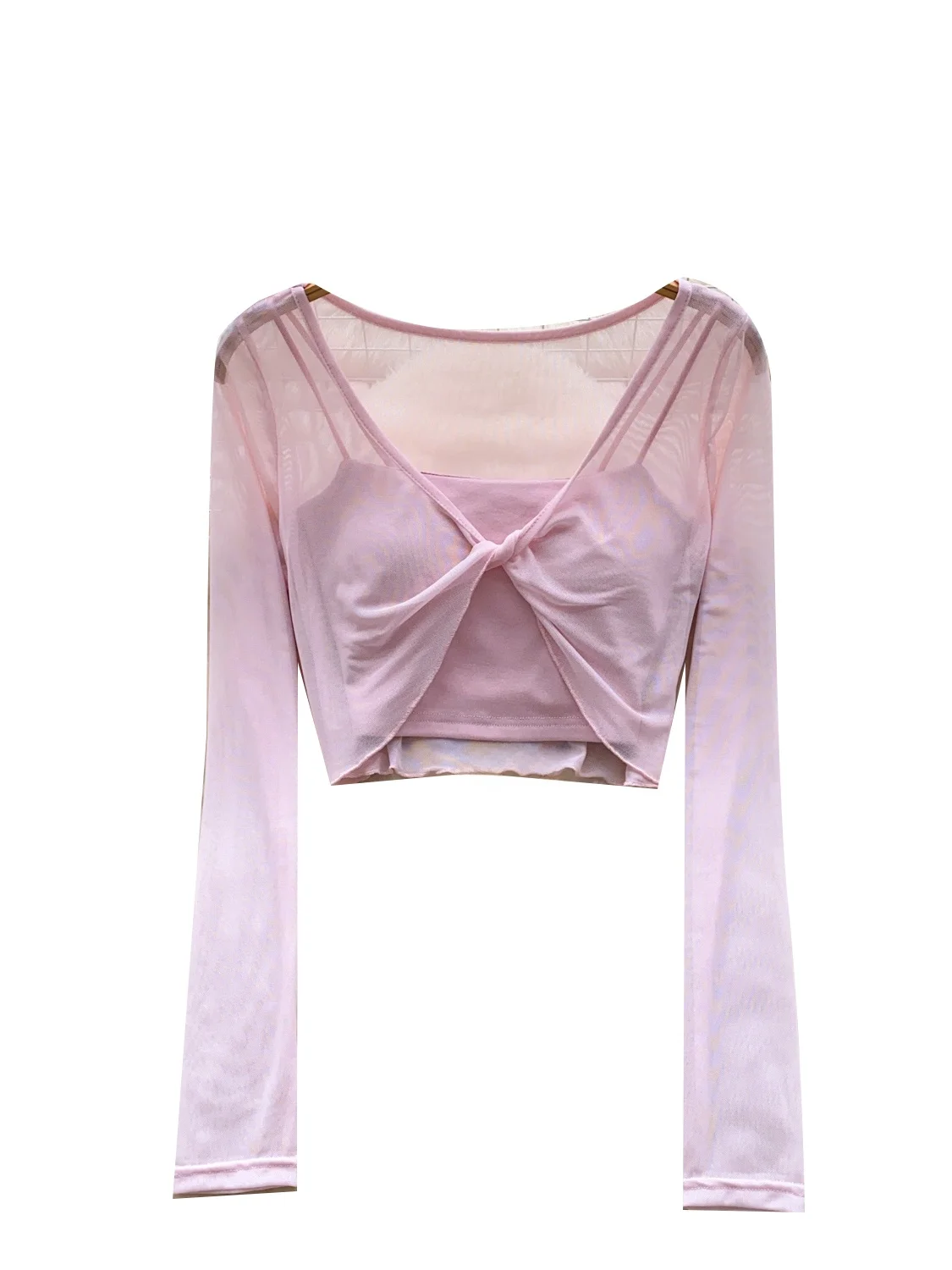 

Pure Desire Summer Outfit Sweet Spicy Girl with Chest Pad Slim Fit Strap Vest Outer Thin Knot Long Sve Me Top