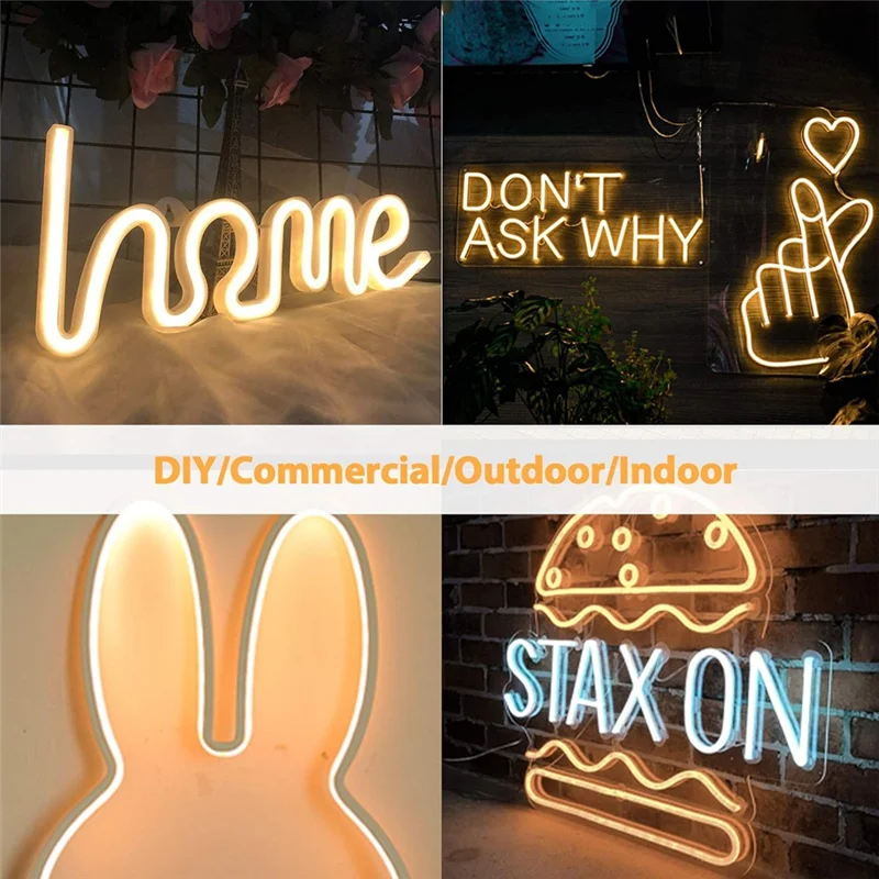 ABBN-Silicone Waterproof Flexible Neon Lights LED Light Strip For Bedroom Festival Neon Sign DIY Decor US Plug