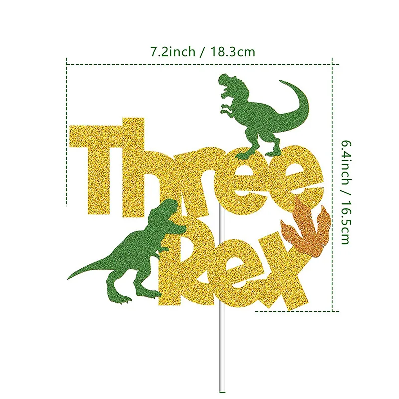 Three Rex Cake Dinosaur Theme Birthday Party Big Cake Topper Decoration 3-year-old baby Party Decoration Plugin