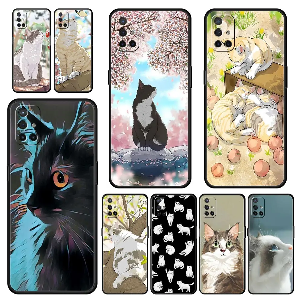 Funda de teléfono con diseño de gatos para OnePlus, carcasa suave de silicona negra para OnePlus 10, 9, 8, 7T Pro, 9RT, 9R, 8T, Nord N100, N200, N10, CE 2, 5G, Z