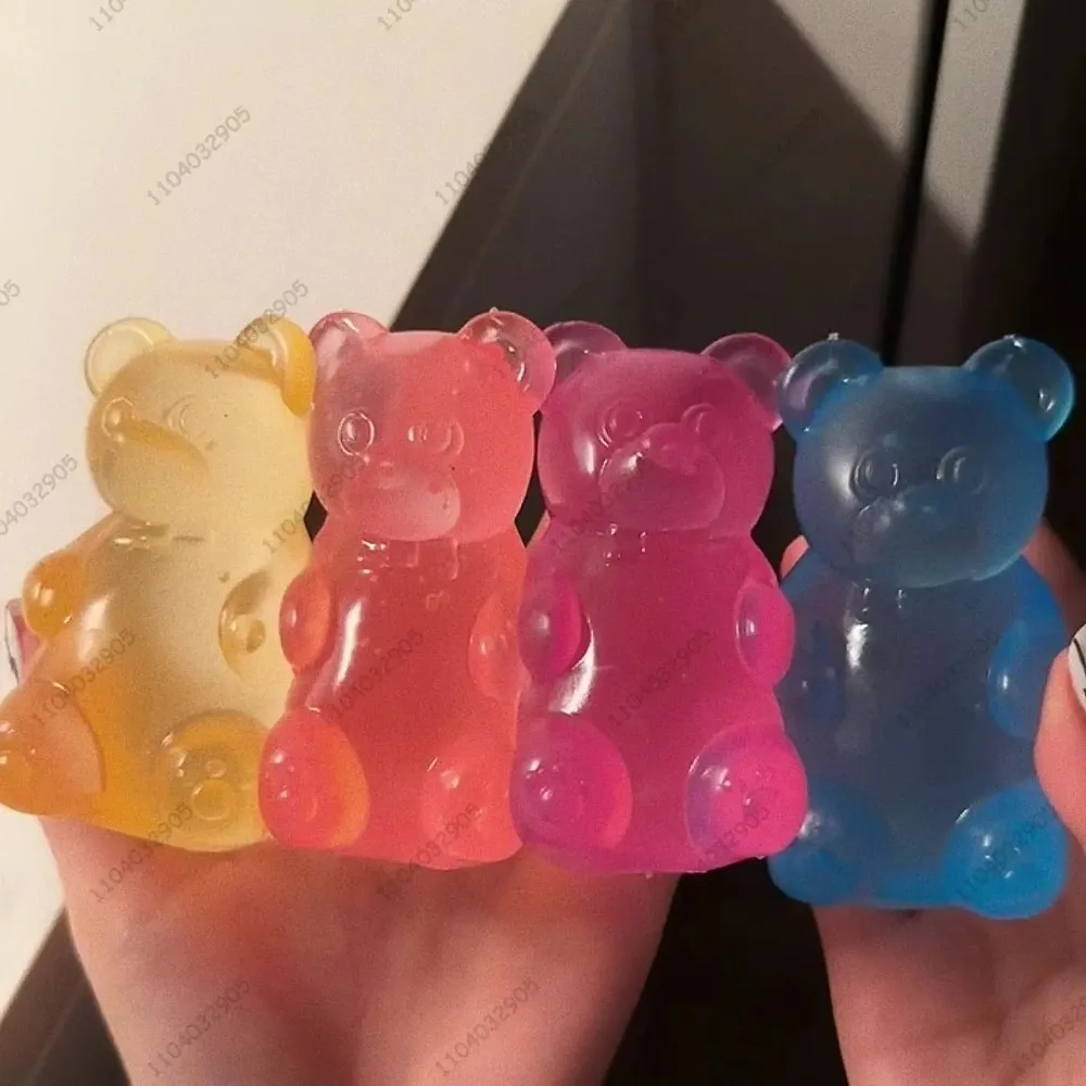 FF 2027 New Colorful Gummy Bear Fudge Squeeze Toy Jelly Bean Gummy Candy Fidget Hand Relax Toy Anti-Stress Release for All Ages