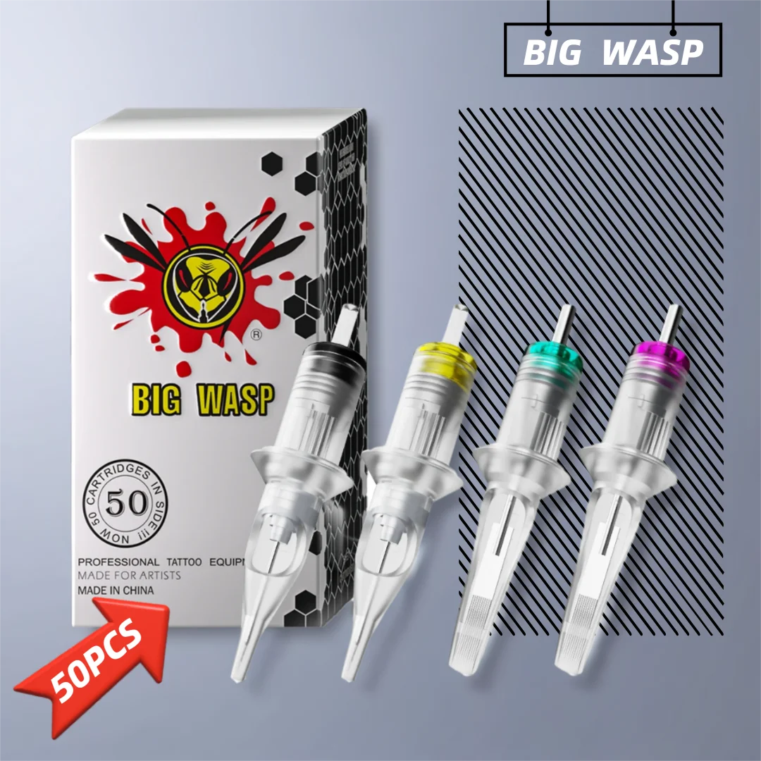 

Бренд BIGWASP, 50 шт., смешанные иглы для картриджей 0,30/0,35 мм, одноразовые стерилизованные безопасные иглы для тату-машин, ручки