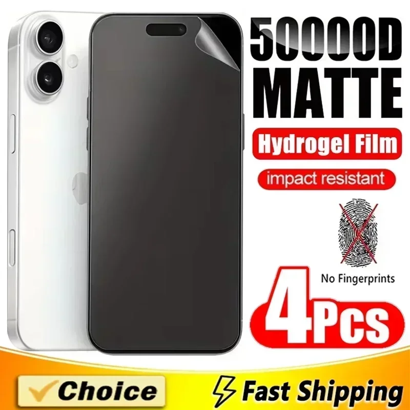 4Pcs Matte Hydrogel Film For iPhone 16 14 13 12 11 15 Pro Max Mini Frosted Screen Protector For iPhone XR X XS MAX 7 8 16 Plus