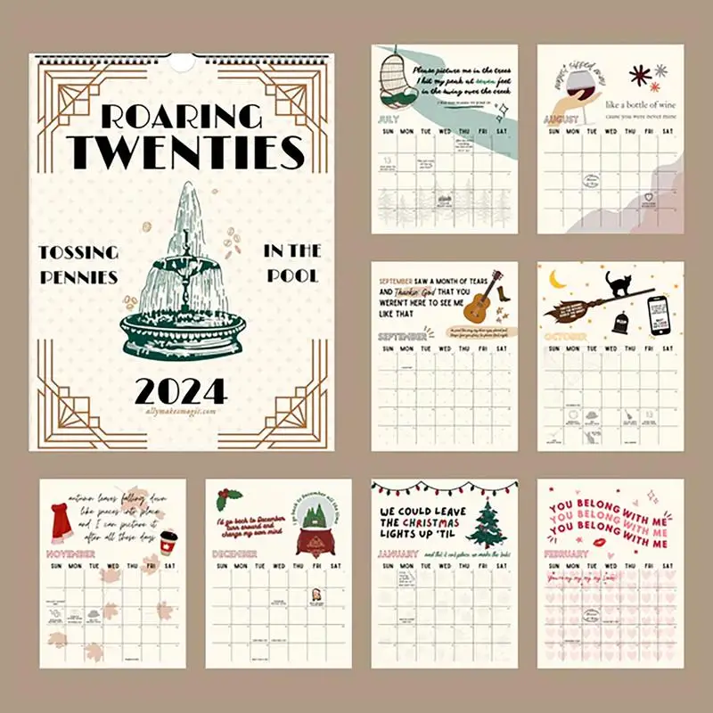 2024 Roaring Twenties Calendar Wall Decor Jan 2024 - Dec 2024 12 Monthly Calendar Planner Funny Calendar Gag Gifts