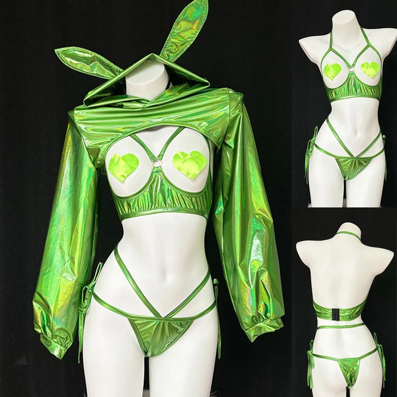 المثيرة أنيمي الليزر الأرنب فتاة تأثيري اليابانية المعبود مجموعة آلة أرنب موحدة وتتسابق زي دور اللعب الملابس الداخلية هالوين