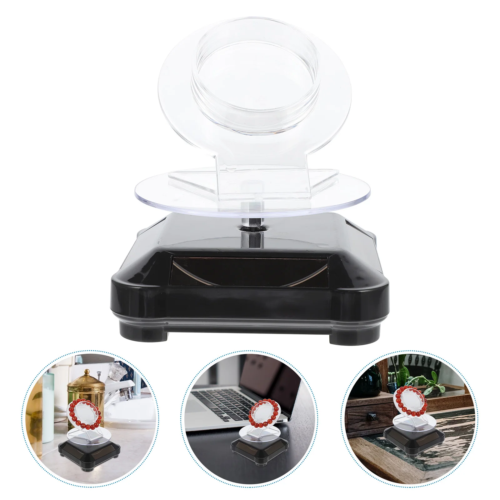

Solar Display Turntable 360 Degree Rotating St for Bracelet Jewelry Holder Powered by Solar Adjustable Height Display