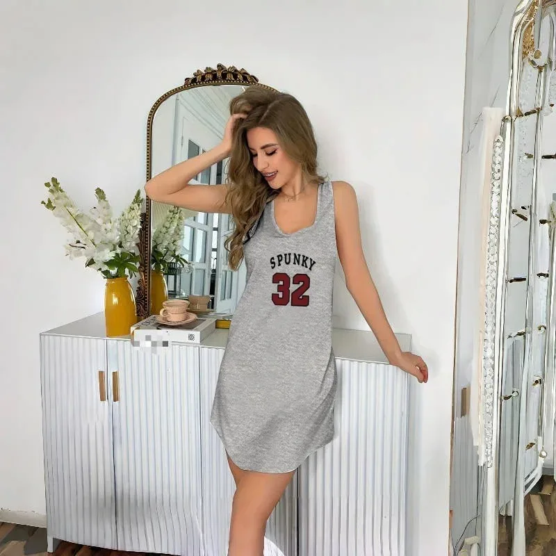

Women's Pajamas Dress Printed Vest Nightdress Sexy Letters Sports Leisure Pijama New in Women's Sleepwear Sleeveless Lingеrie