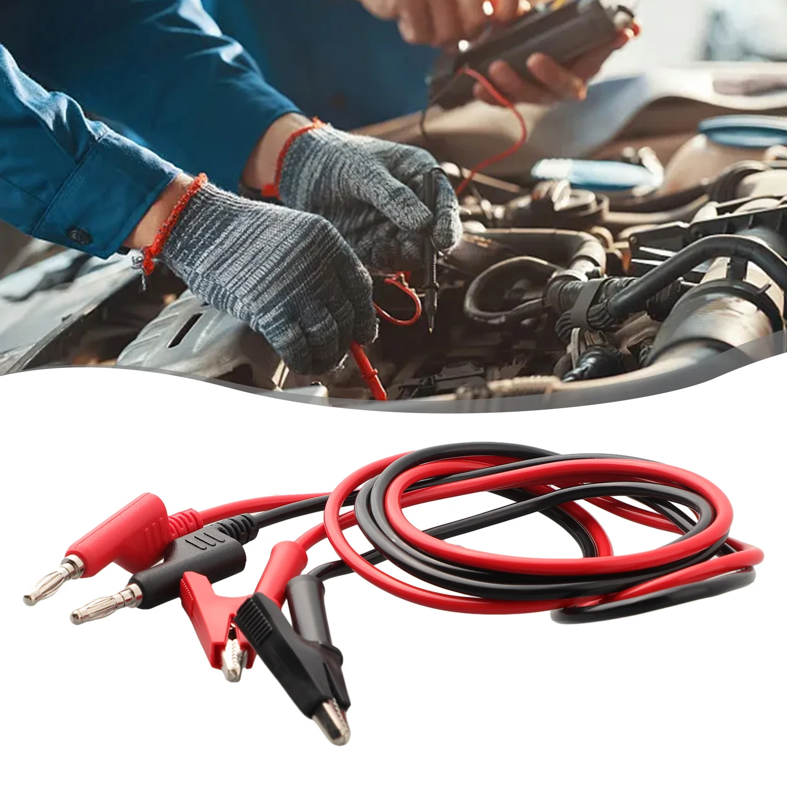 2pcs Cable 4mm Stackable Banana Plug To Crocodile AlligatorClip Test Leads 1M Cable Power Tools Silicone Banana Plug Accessories