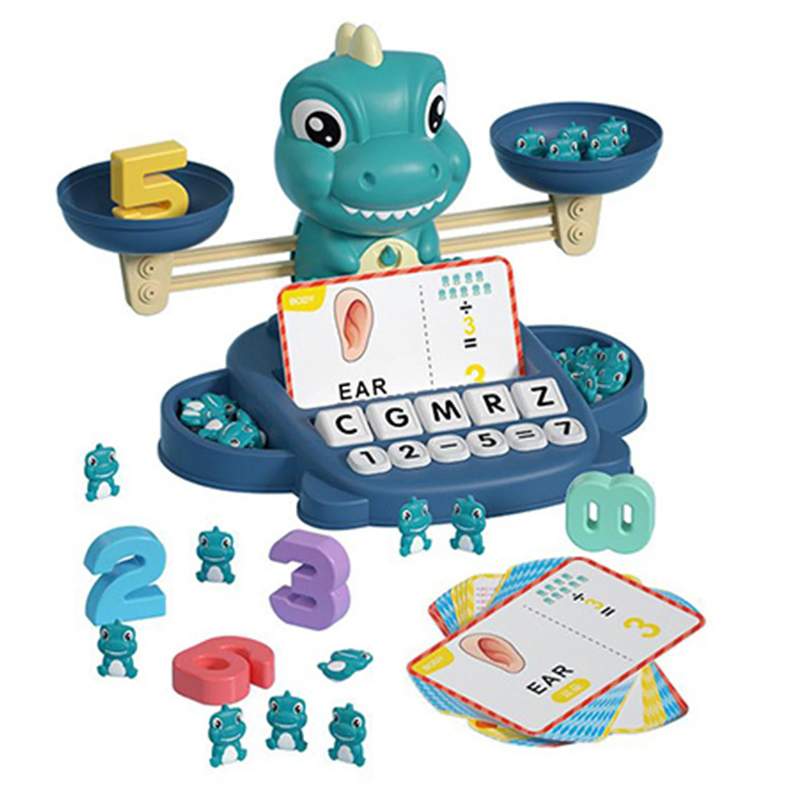 

Toddlers Cute Dinosaur With Flash Cards Math Toy Game Balance Counting Numbers For Kids Early Learning Motor Skills Gift