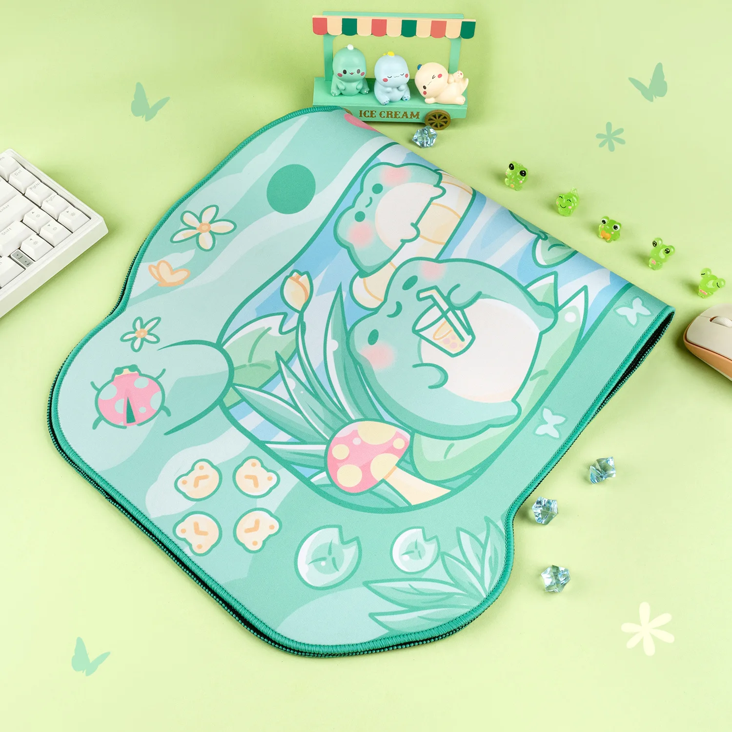 Imagem -04 - Extra Grande Kawaii Gaming Mouse Pad Bonito Sapo Verde Tapete à Prova de Água Antiderrapante Laptop Mat Acessórios de Mesa Xxl