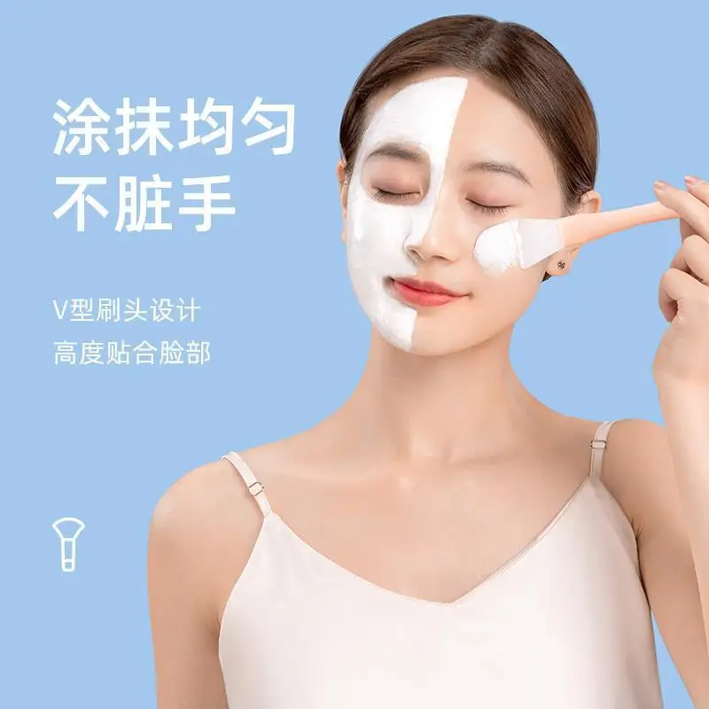 Spazzola per maschera facciale in silicone Testa morbida con raschietto Spazzola per pellicola di fango integrata a doppio uso Strumento di bellezza per la regolazione della pellicola fai-da-te Cura della pelle