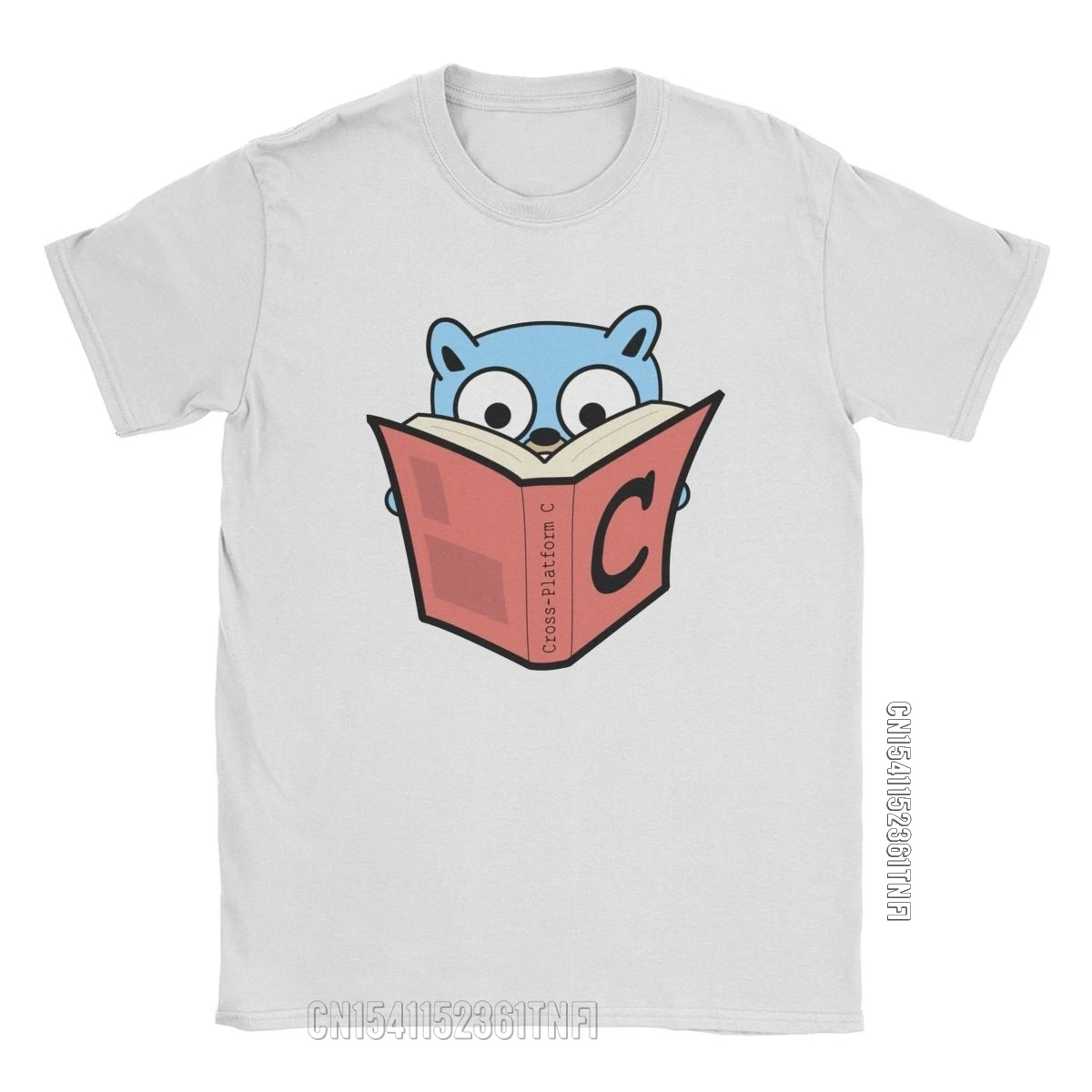 Go Gopher With C Book T-Shirt Men Golang Unique Pure Cotton Tee Shirt Crew Neck Classic Short Sleeve T Shirt Unique Clothes