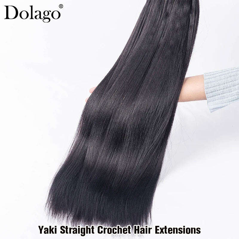 وصلات شعر كروشيه شعر بشري خفيف ياكي مستقيم كروشيه بدون عقد ريشة غير مرئية مع سلسلة في الأوسط مفصول مسبقًا #3