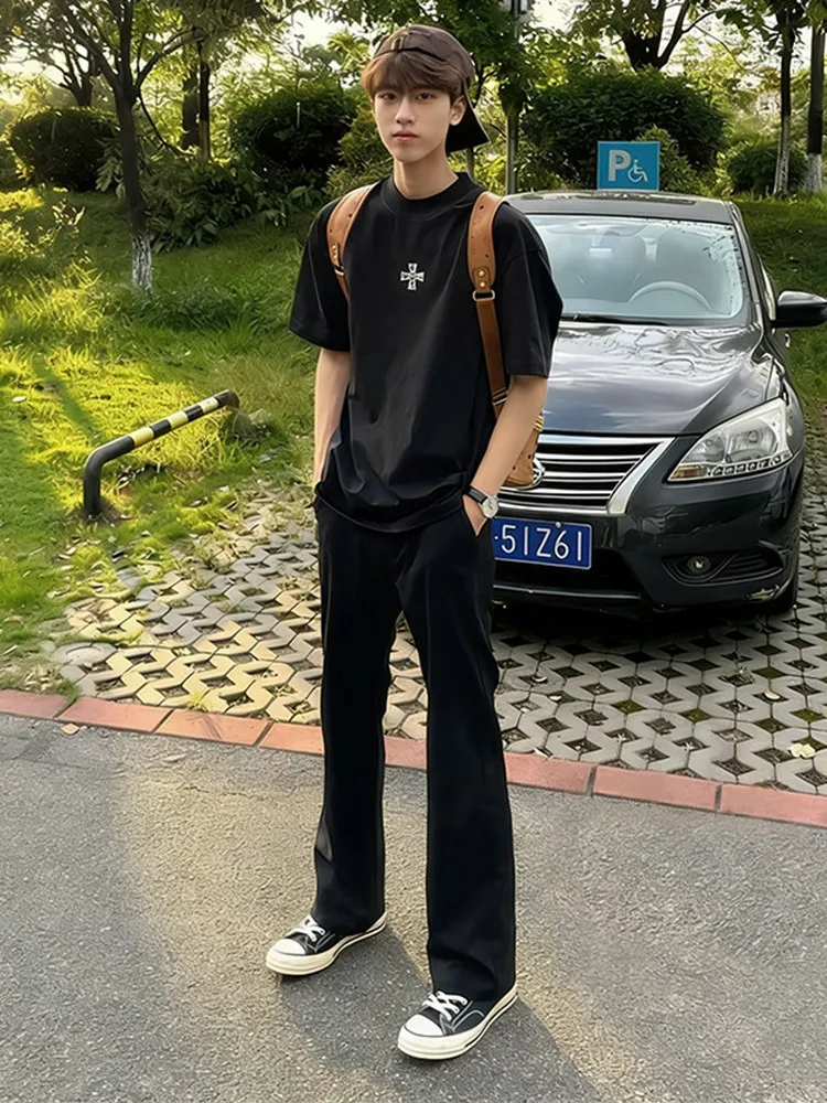 

Black Ice Silk Slim Fit Summer Pants for Boys Thin Waist up Trousers Quick Dry Suit Pants Casual Style Straight Leg Jeans