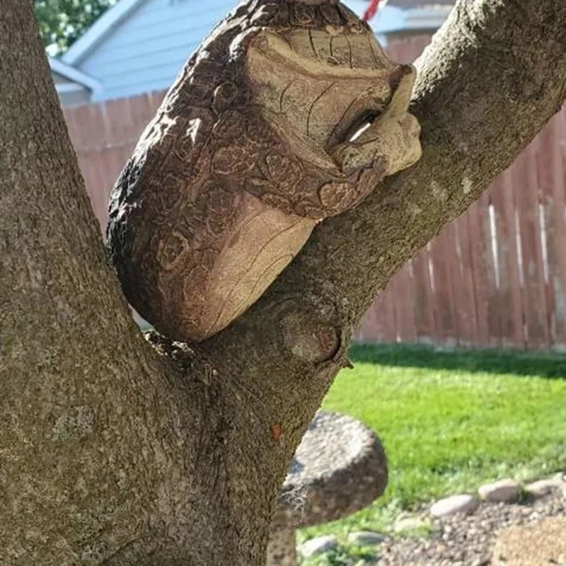 Quiet Frog Tree Peeker Garden Tree Sculptures Outdoor Tree Face Garden Tree Hugger Statue Indoor Outdoor Yard Easy To Use A